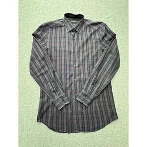 Z Zegna Dress Shirt Mens Medium Drop‎ 8 Slim Fit Purple Purple Plaid Turkey Made
